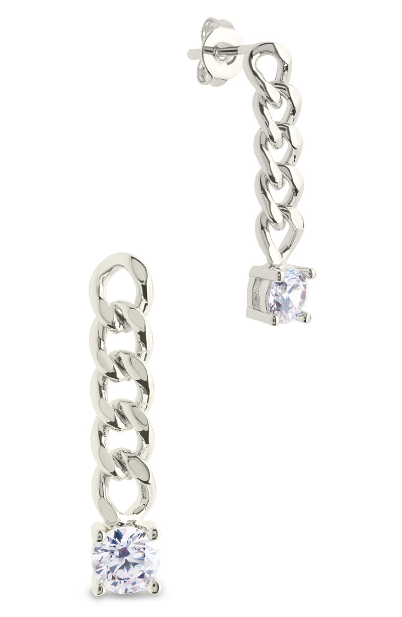 Sterling Forever Phoebe Cubic Zirconia Chain Link Drop Earrings