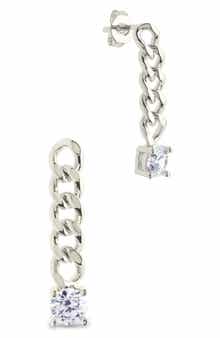 Sterling Forever Phoebe Cubic Zirconia Chain Link Drop Earrings