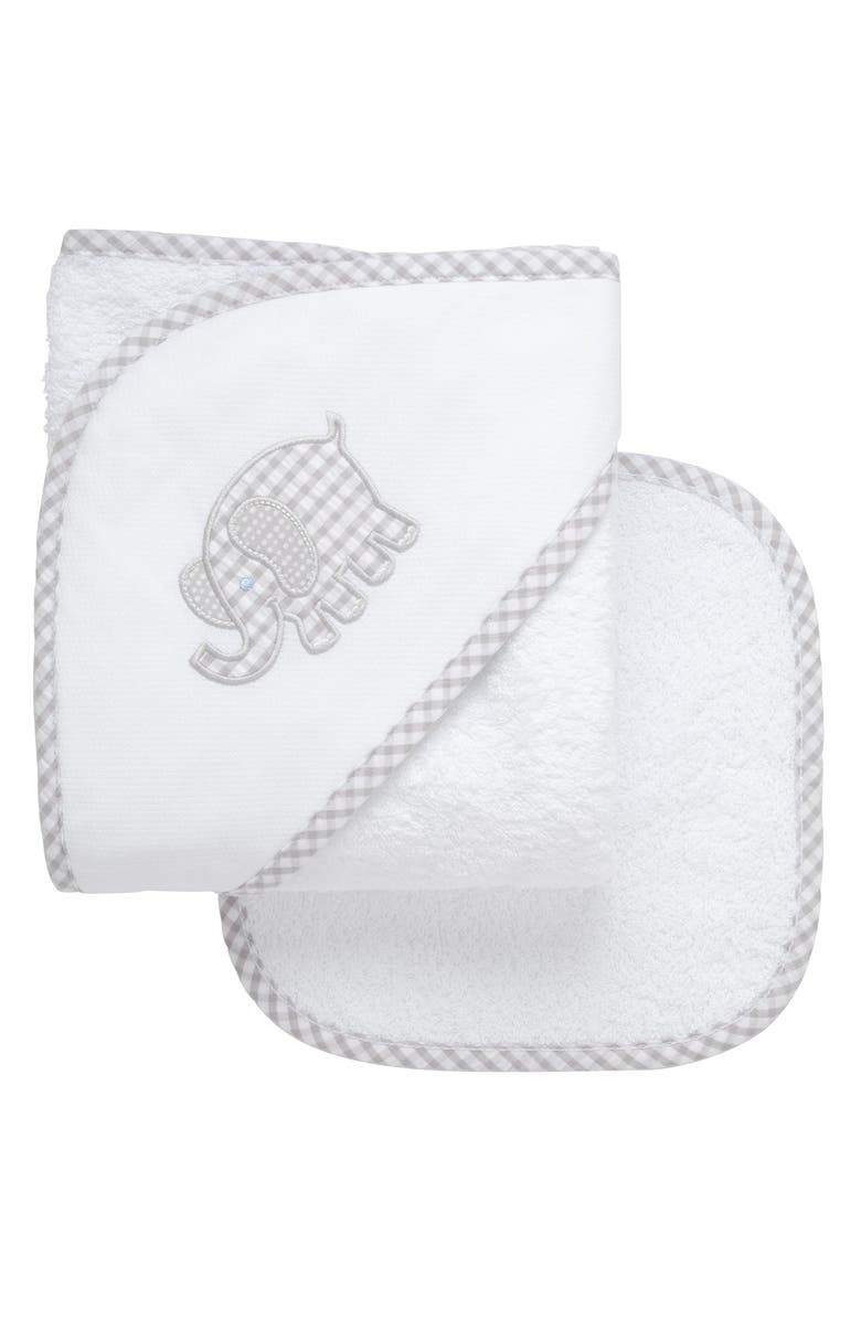 3 Marthas Playful Pals Hooded Towel & Washcloth Set, Main, color, Gray Elephant