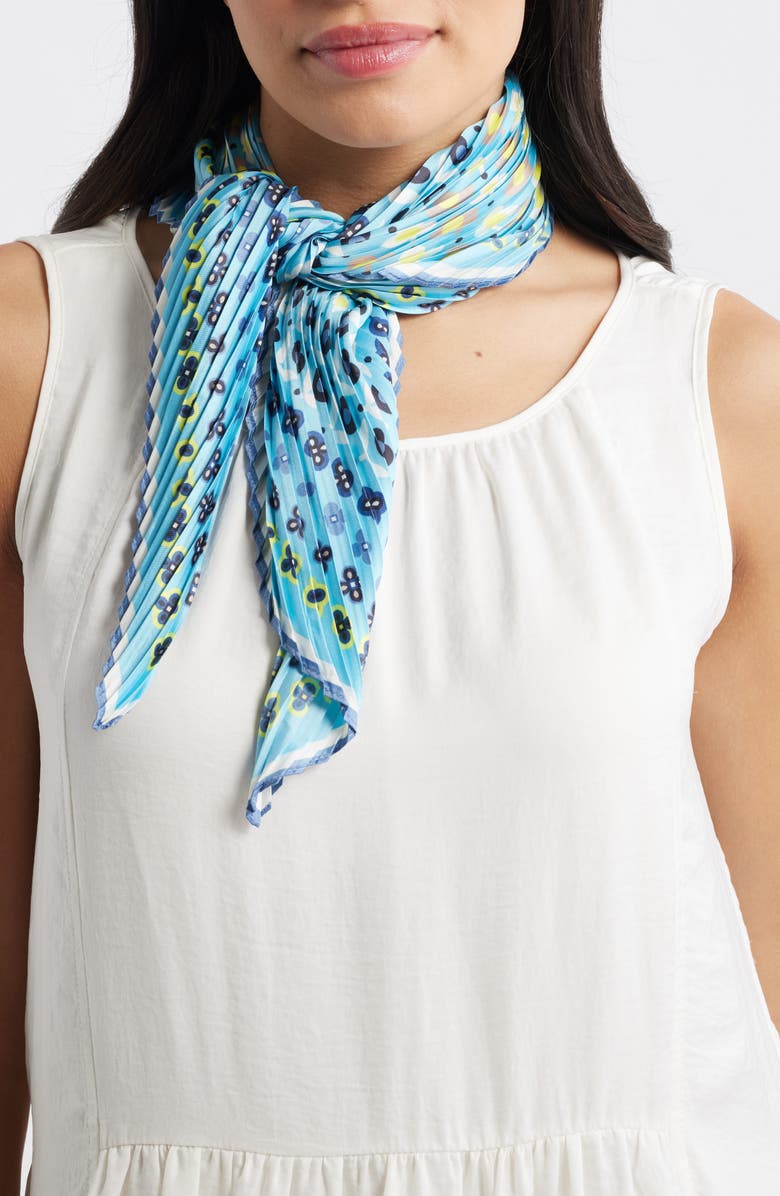 Echo Clover Pleated Diamond Scarf, Main, color, Chambray