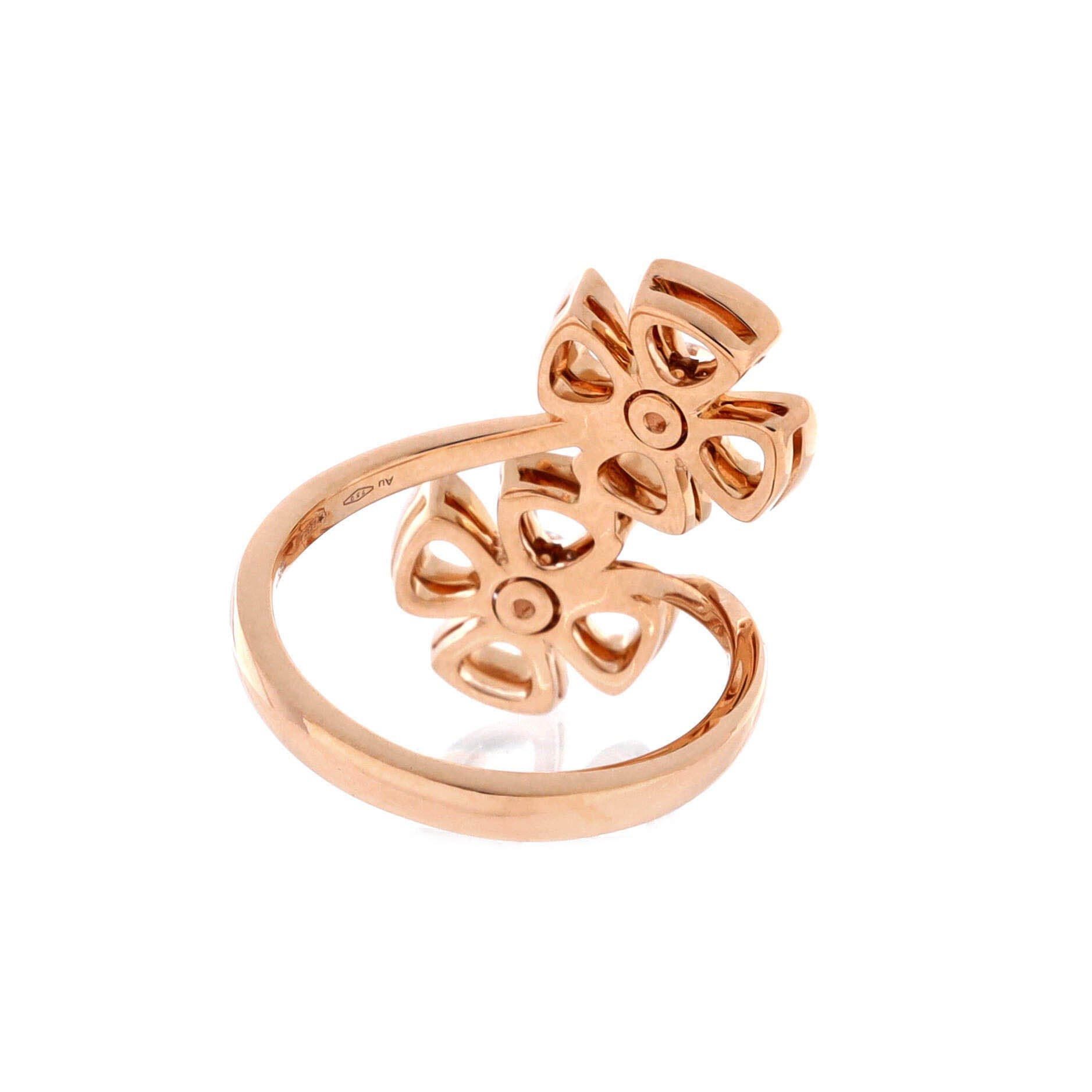 Fiorever Double Ring 18K Rose Gold and Diamonds, Alternate, color, Metallic Gold