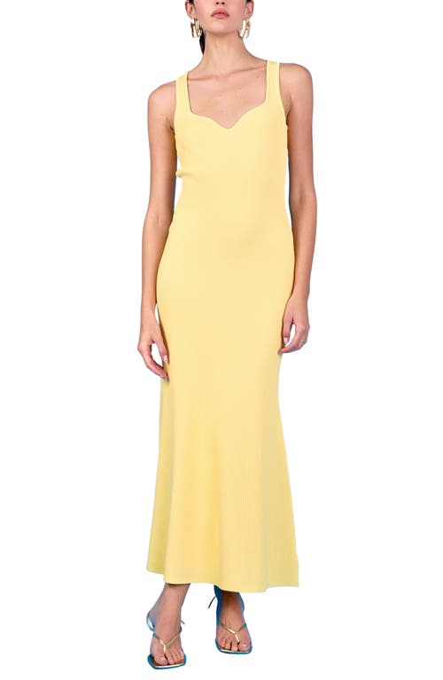 Endless Rose Sweetheart Neck Rib Maxi Dress in Butter 