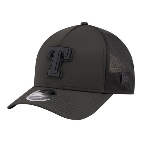 Men's New Era  Black Texas Rangers Badged M-Crown A-Frame 9FORTY Trucker Adjustable Hat