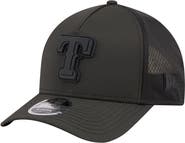 New Era Men's New Era Black Texas Rangers Badged M-Crown A-Frame 9FORTY Trucker Adjustable Hat