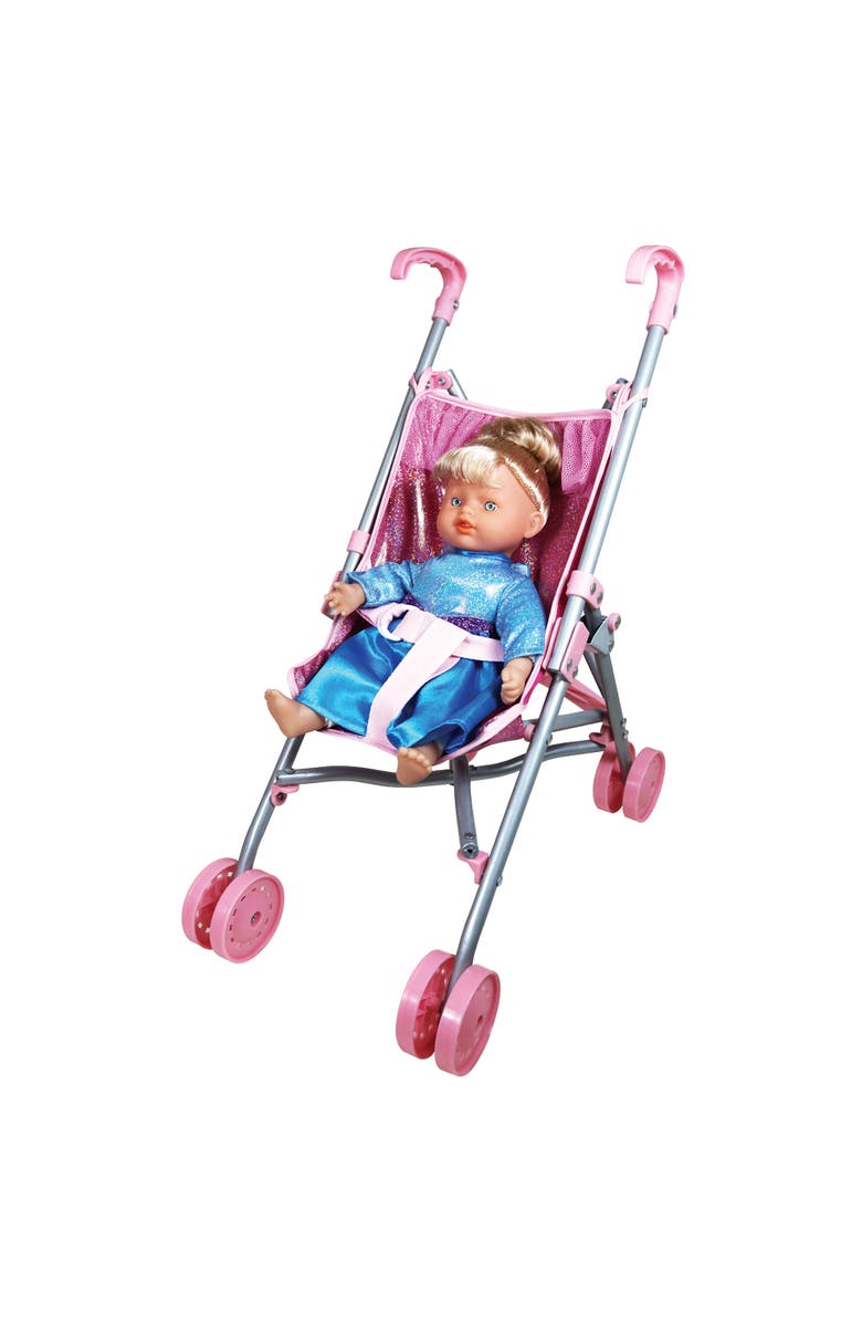 Lissi Doll Stroller Set 12 Inch Princess Ella Doll Blue Gown, Main, color, Multicolored