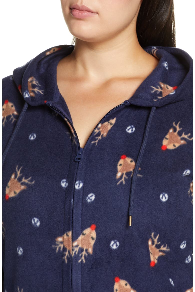 Microfleece Sleep Romper, Alternate, color, NAVY PEACOAT HOLIDAY FESTIVE