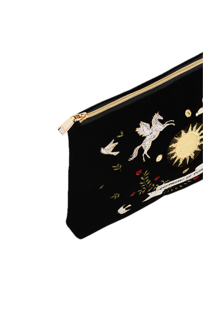 Fable England Celestial Velvet Embroidered Pouch, Alternate, color, Black