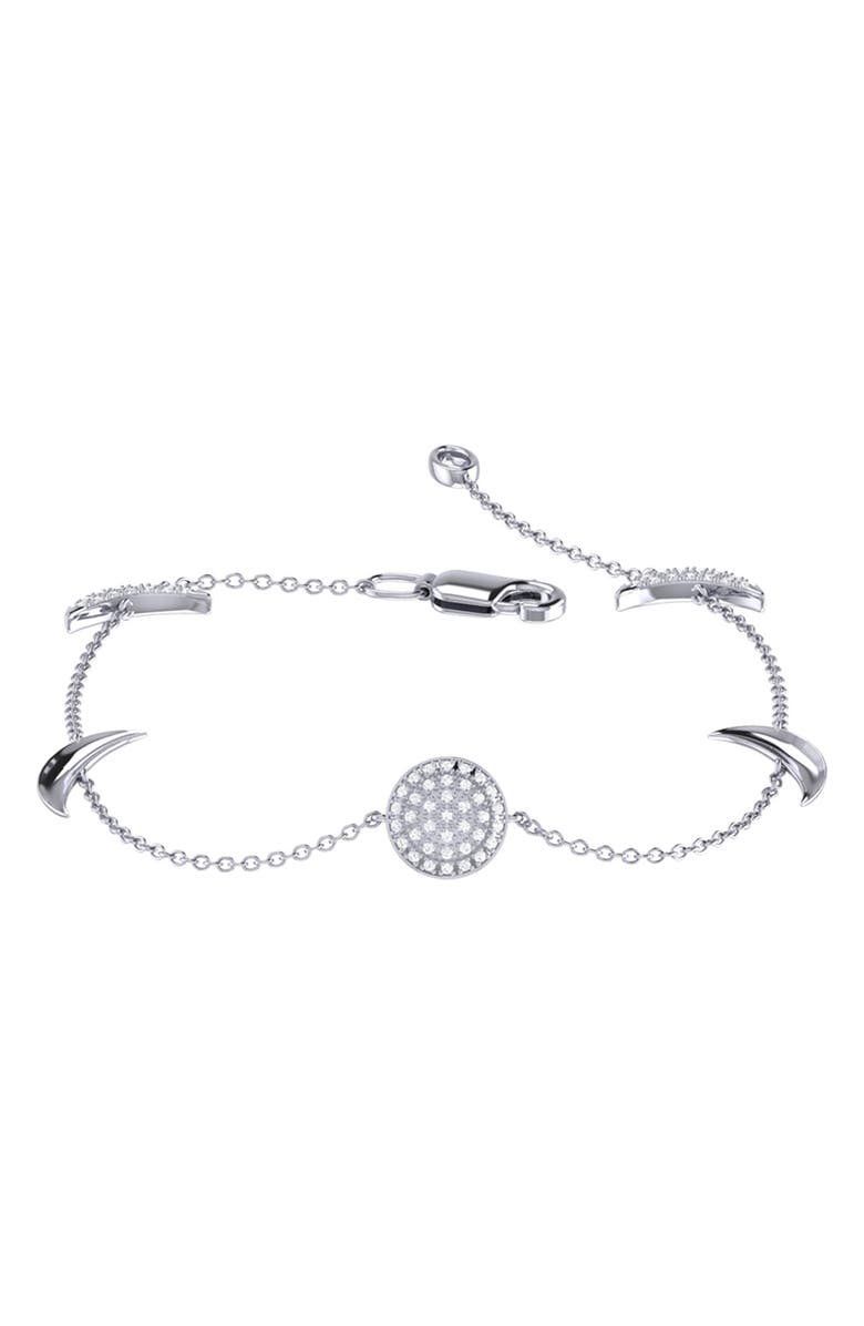 LuvMyJewelry Moonlit Diamond Station Bracelet, Main, color, Silver