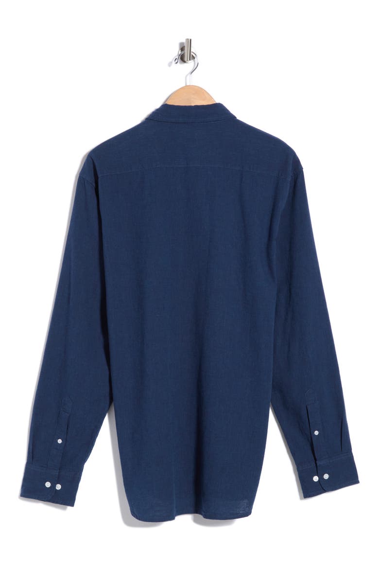 Everyday Slim Fit Long Sleeve Cotton & Linen Shirt, Alternate, color, TITAN BLUE