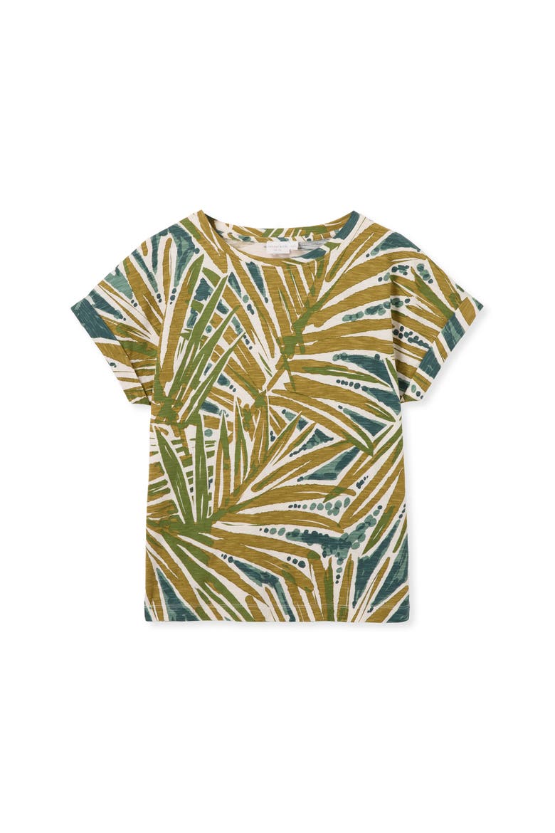 Cotton Crew Neck T-Shirt, Alternate, color, Palm Print