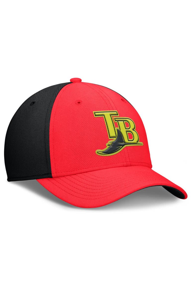 Men's Nike Crimson/Black Tampa Bay Rays Neon 90s Rise SwooshFlex Hat, Alternate, color, Crimson