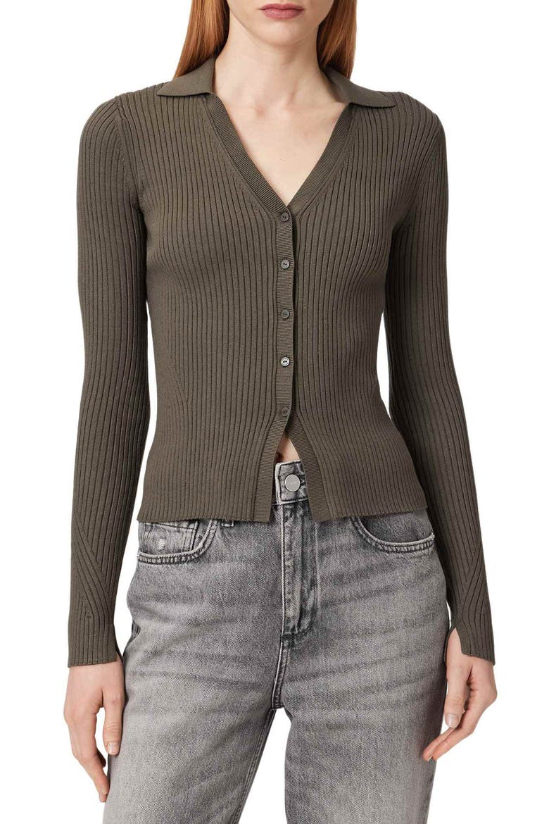 Cruz Ribbed Cardigan, Main, color, FOREST GREEN
