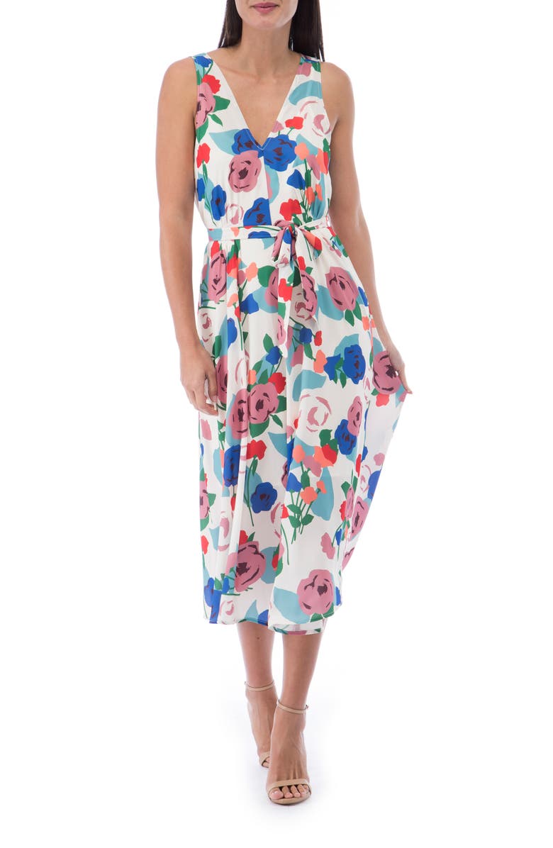 Bobeau Riley V-Neck Pleat Dress, Alternate, color,