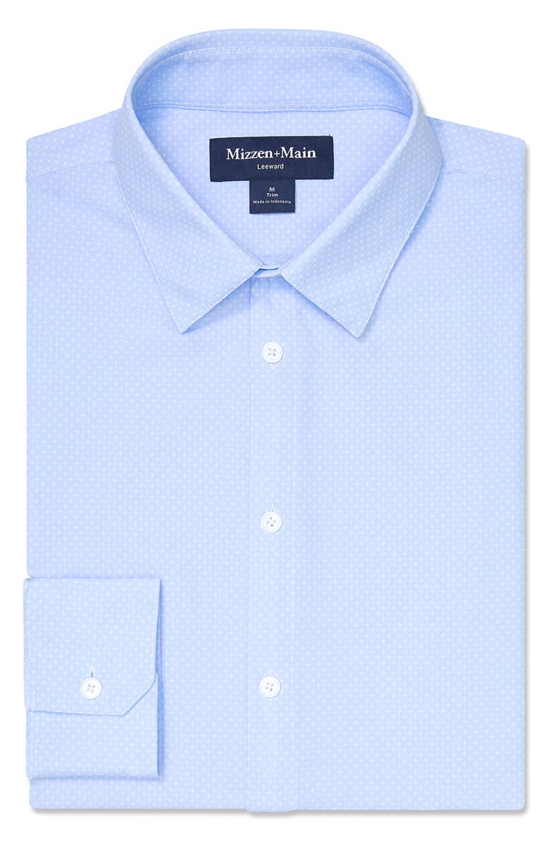 Mizzen+Main Leeward Trim Fit Geometric Pattern Button-Up Shirt, Alternate, color, Cloud Blue Plus Print