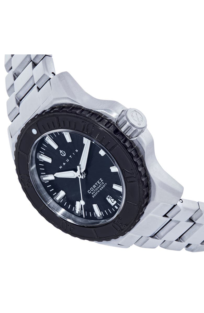 Nautis Cortez Automatic Bracelet Watch w/Date, Alternate, color, Black