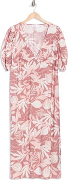 Renee C Floral Short Sleeve Empire Waist Midi Dress
