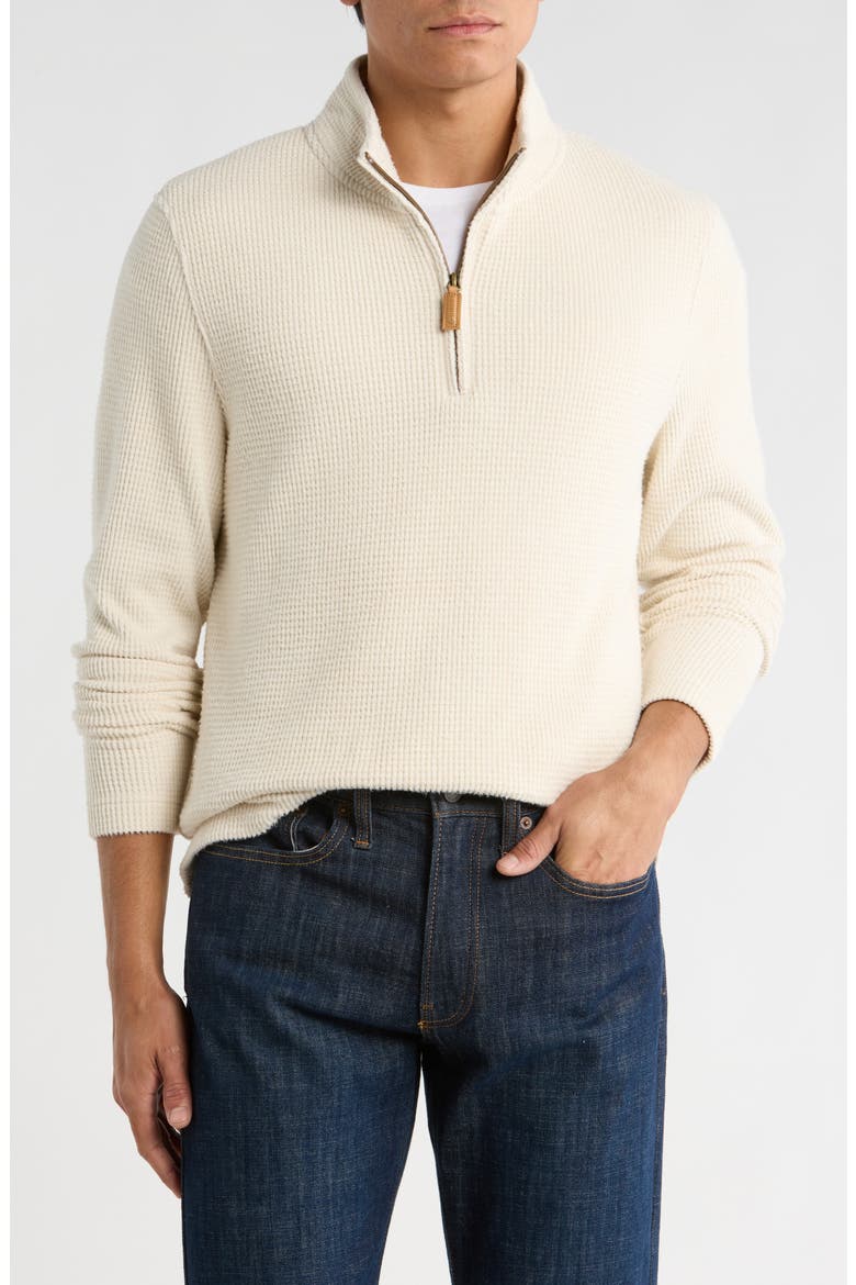 Heritage Lux Waffle Knit Quarter Zip Pullover, Main, color, OATMEAL