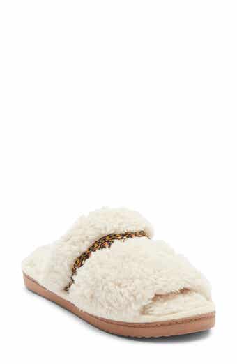 R.G. Barry Open Toe Faux Shearling Slide Slipper