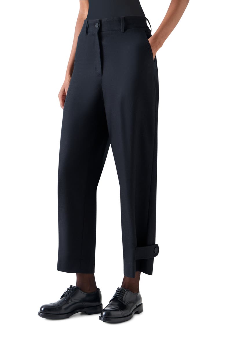 Fraser High Waist Virgin Wool Blend Gabardine Barrel Leg Pants, Alternate, color, BLACK