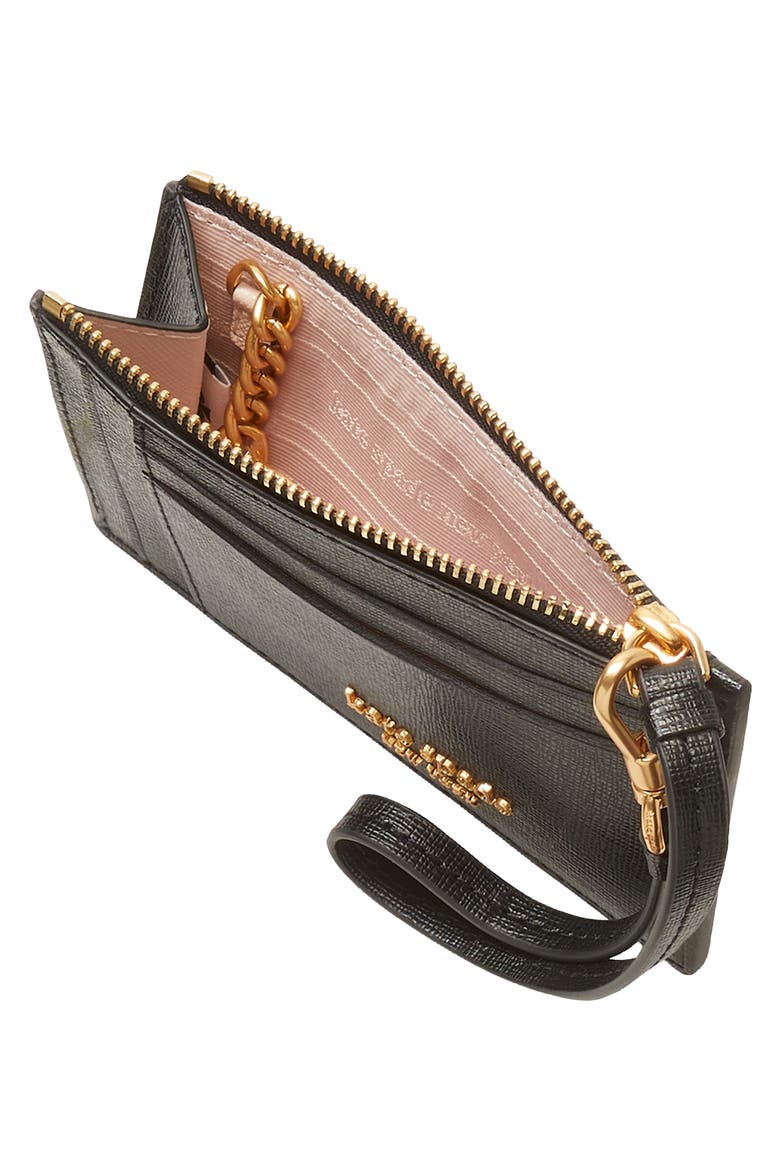 morgan leather wristlet card case, Alternate, color, BLACK