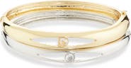 Tasha Set of 2 Two-Tone Crystal Evil Eye Bangle Bracelets