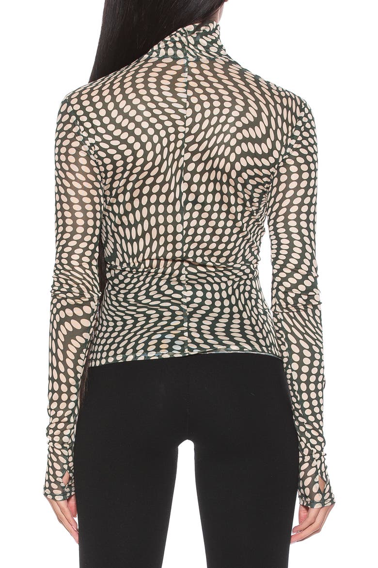 Doja Mock Neck Mesh Top, Alternate, color, SAGE DOT