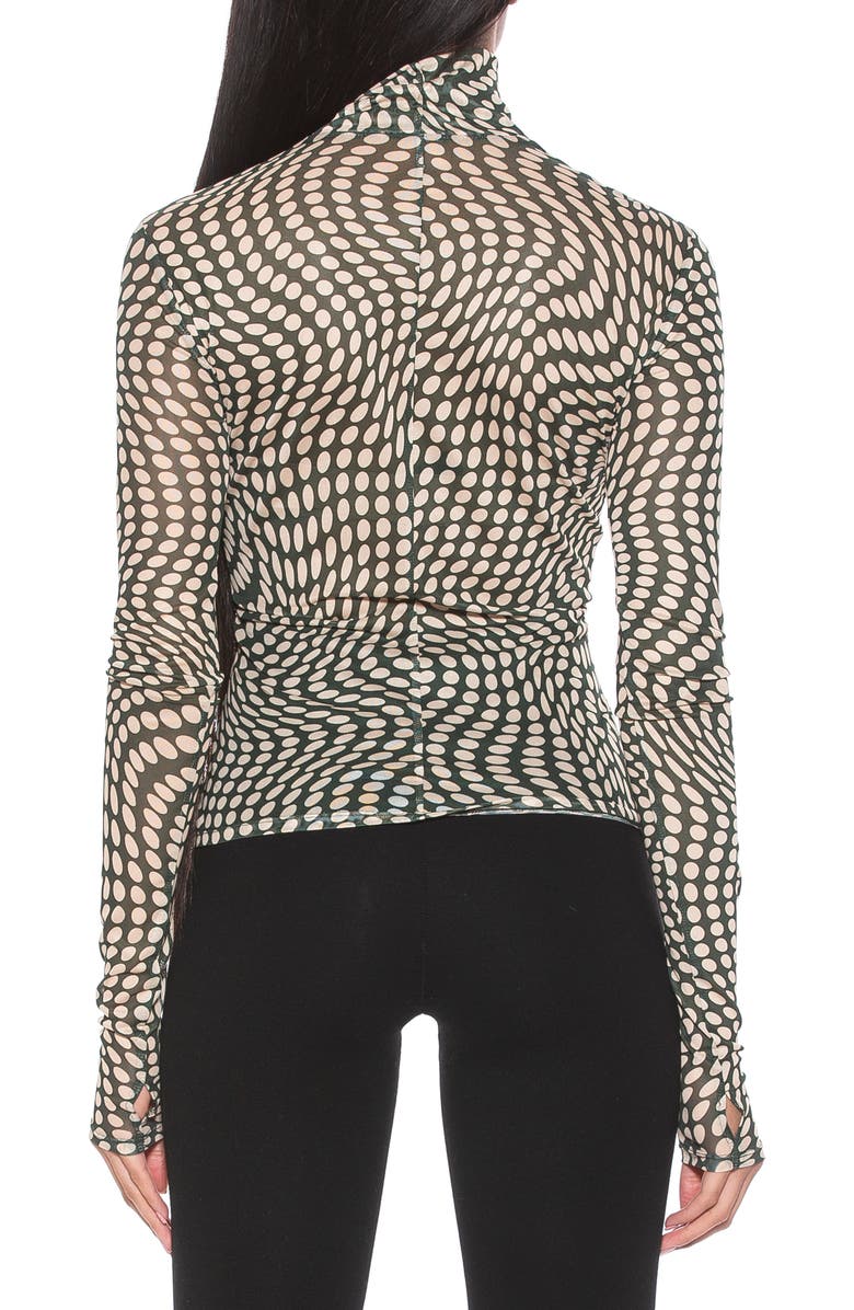 Alexia Admor Doja Mock Neck Mesh Top, Alternate, color, Sage Dot