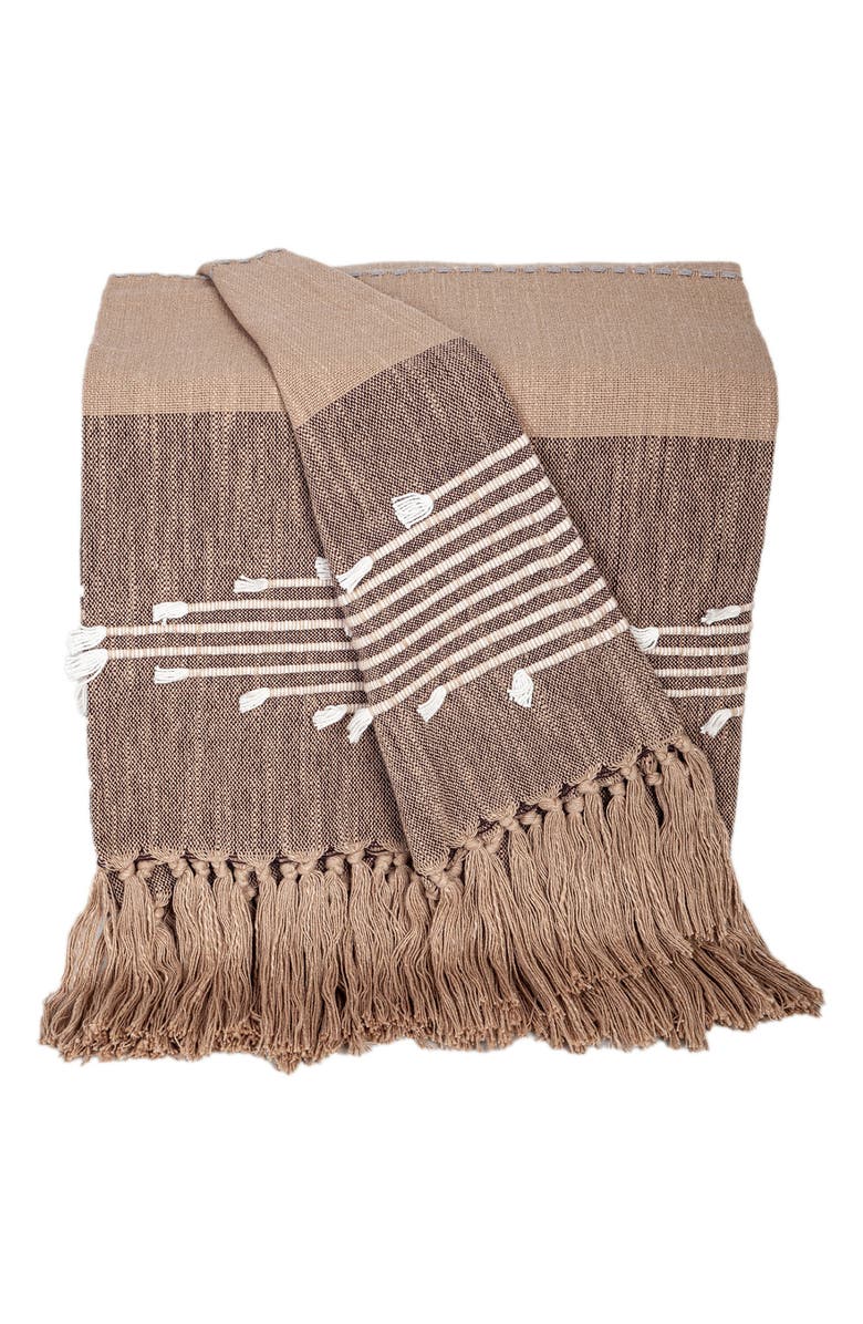 PARKLAND COLLECTION Adonia Fringe Throw Blanket, Main, color, Coffee