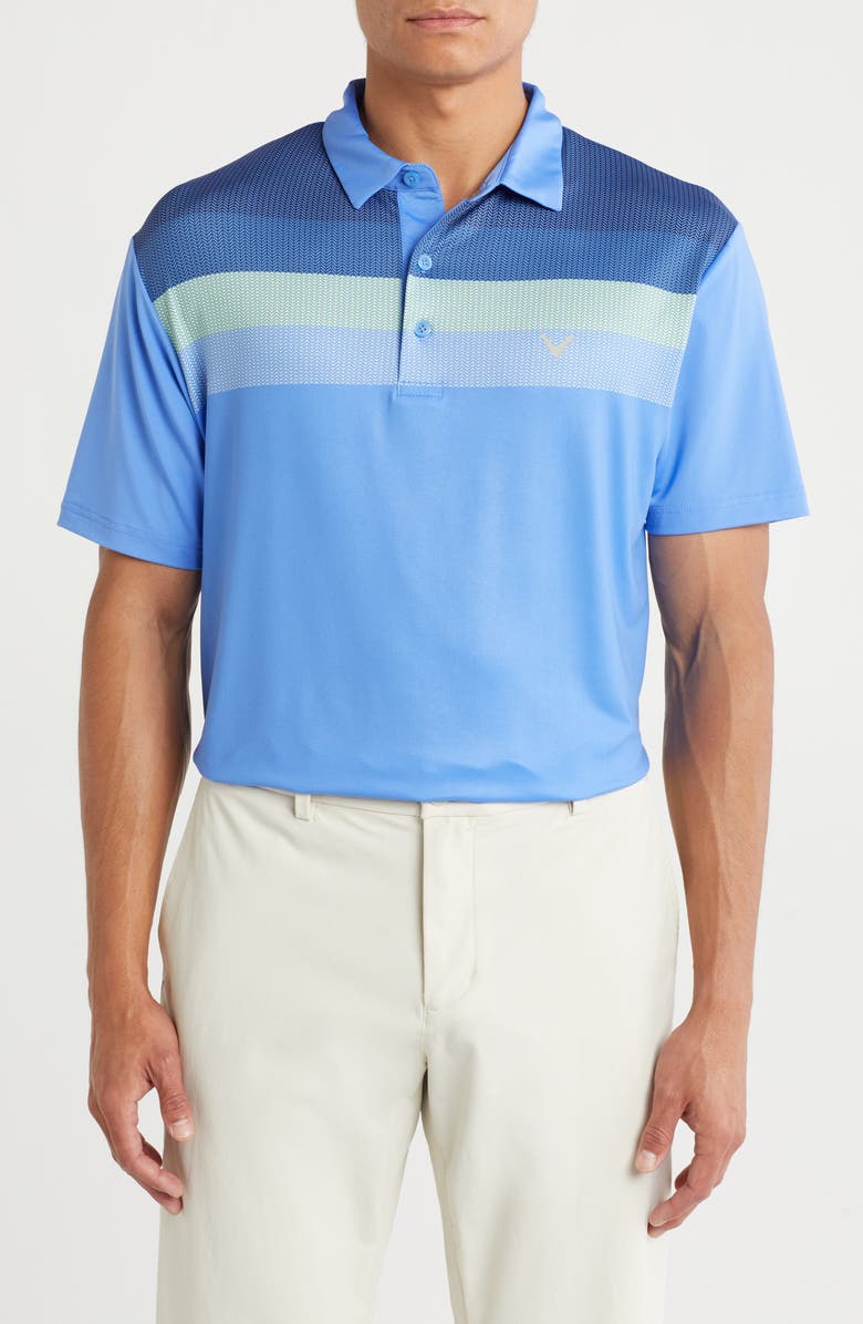 Callaway Engineered Stripe Texture Golf Polo, Main, color, Regatta