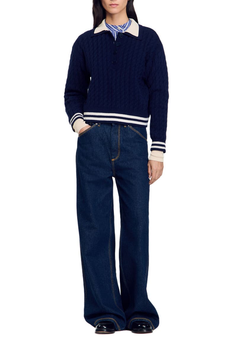 SANDRO Cable knit sweater, Alternate, color, 