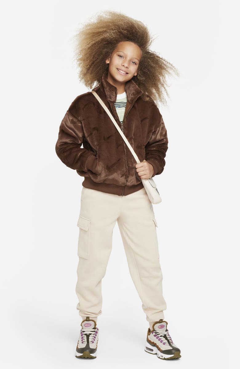 Nike Kids' Sportswear Swoosh Faux Fur Jacket, Alternate, color,