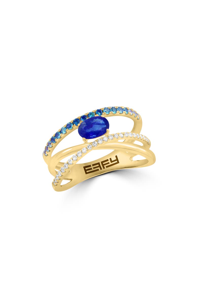 Sapphire & Diamond Multiband Ring, Main, color, BLUE
