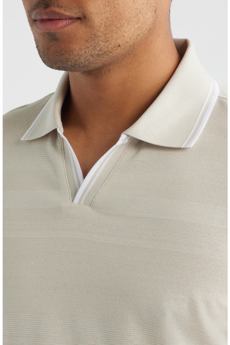 Textured Stripe Johnny Collar Polo, Alternate, color, LIMESTONE