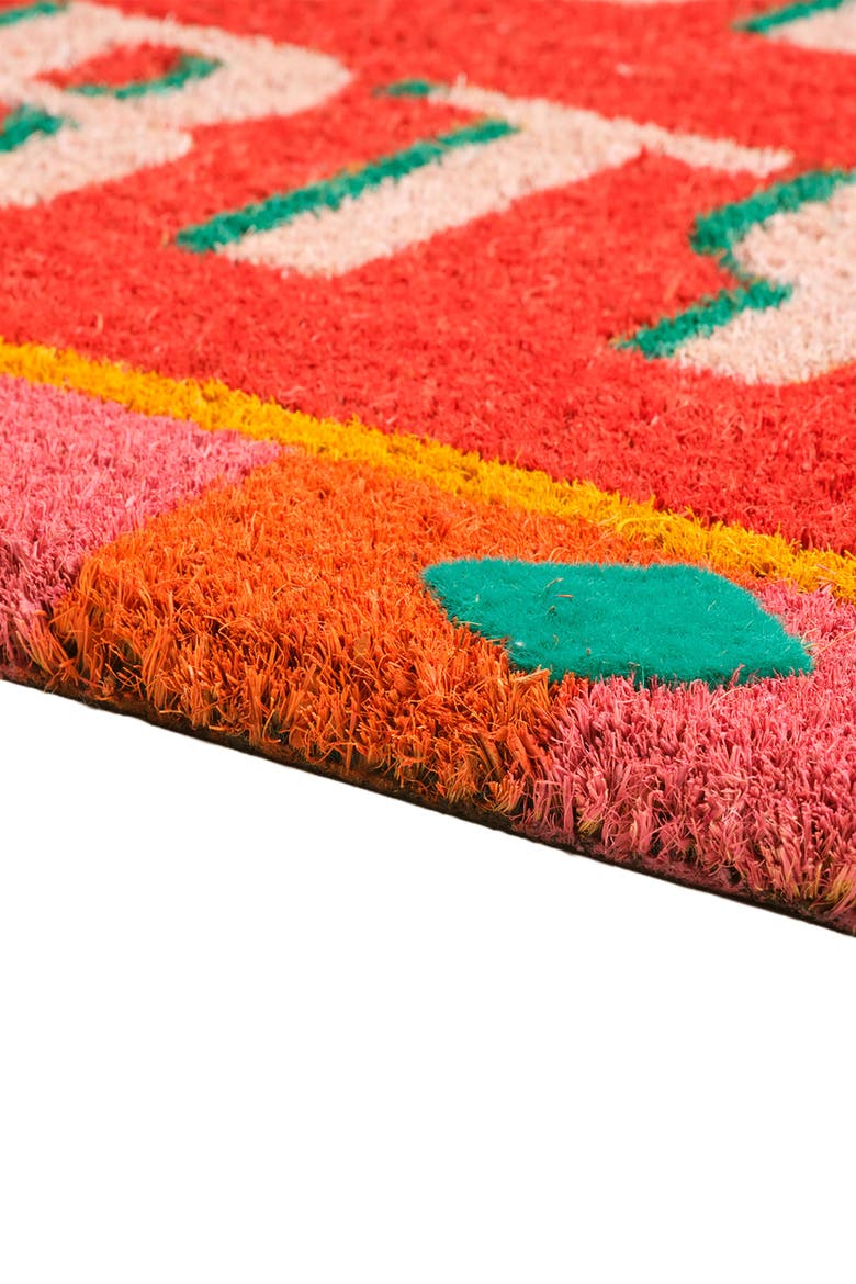 Kerala Party Coir Doormat 18" x 30", Alternate, color, Pink