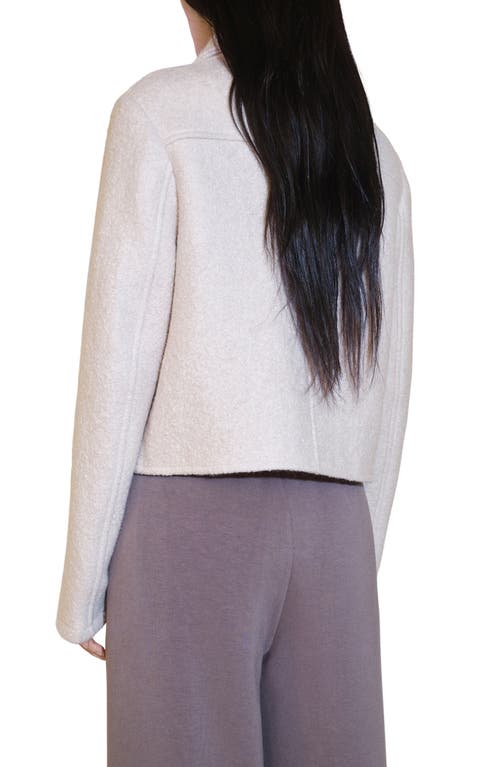 Mango Wool Blend Faux Shearling Field Jacket In White