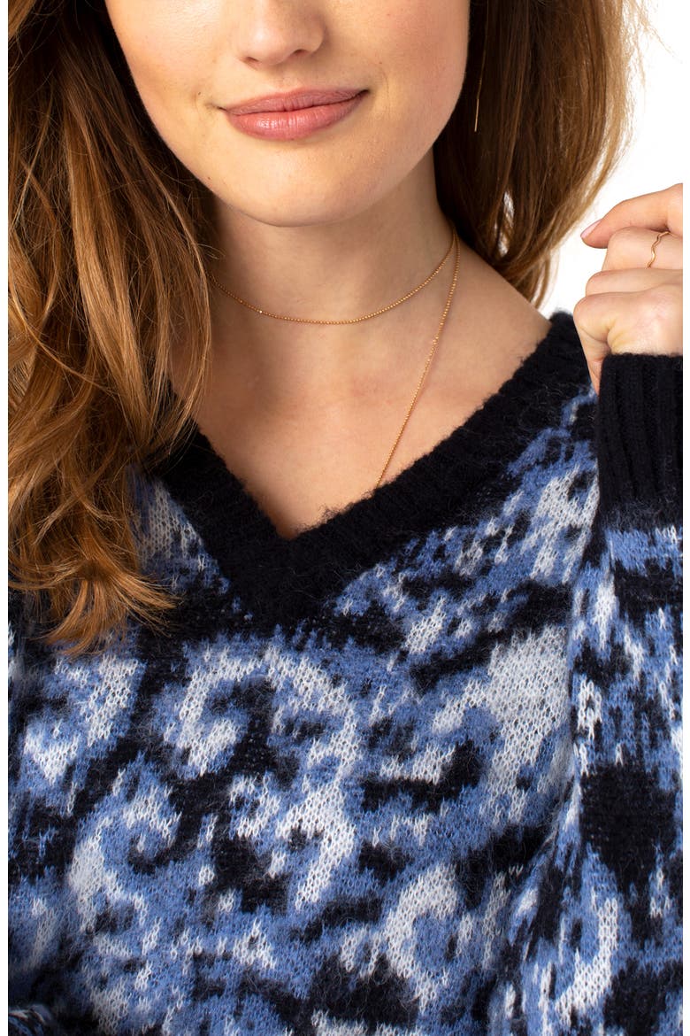 V-Neck Sweater, Alternate, color, ABSTRACT BLUE