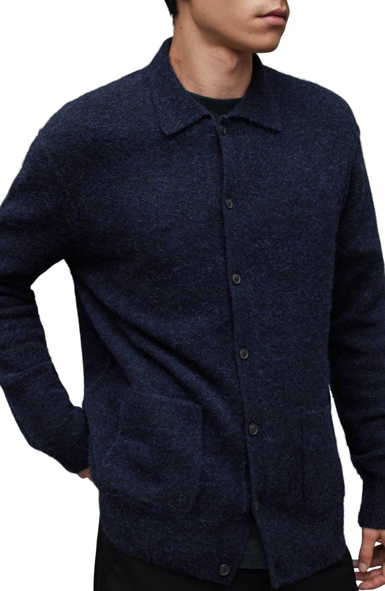 AllSaints Cygnus Alpaca Blend Cardigan, Alternate, color, Ink Navy