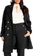 City Chic Maggie Belted Double Breasted Coat