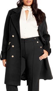 City Chic Maggie Belted Double Breasted Coat