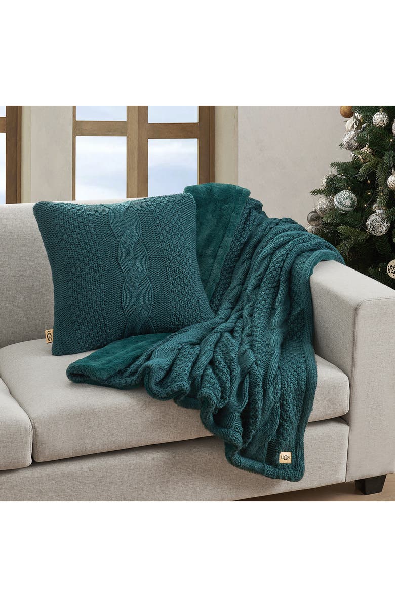 UGG<sup>®</sup> Erie Cable Knit Accent Pillow, Alternate, color, Chlorophyll