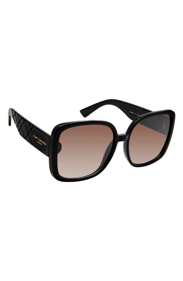 Kurt Geiger London 59mm Square Sunglasses, Alternate, color, Solid Black/ Soft Gold Flash