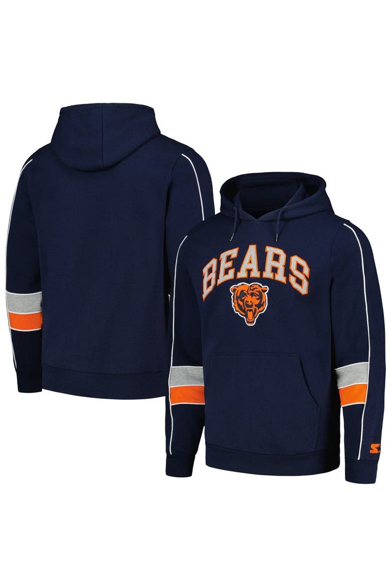 Men's Starter Navy Chicago Bears Captain Pullover Hoodie, Main, color, Navy