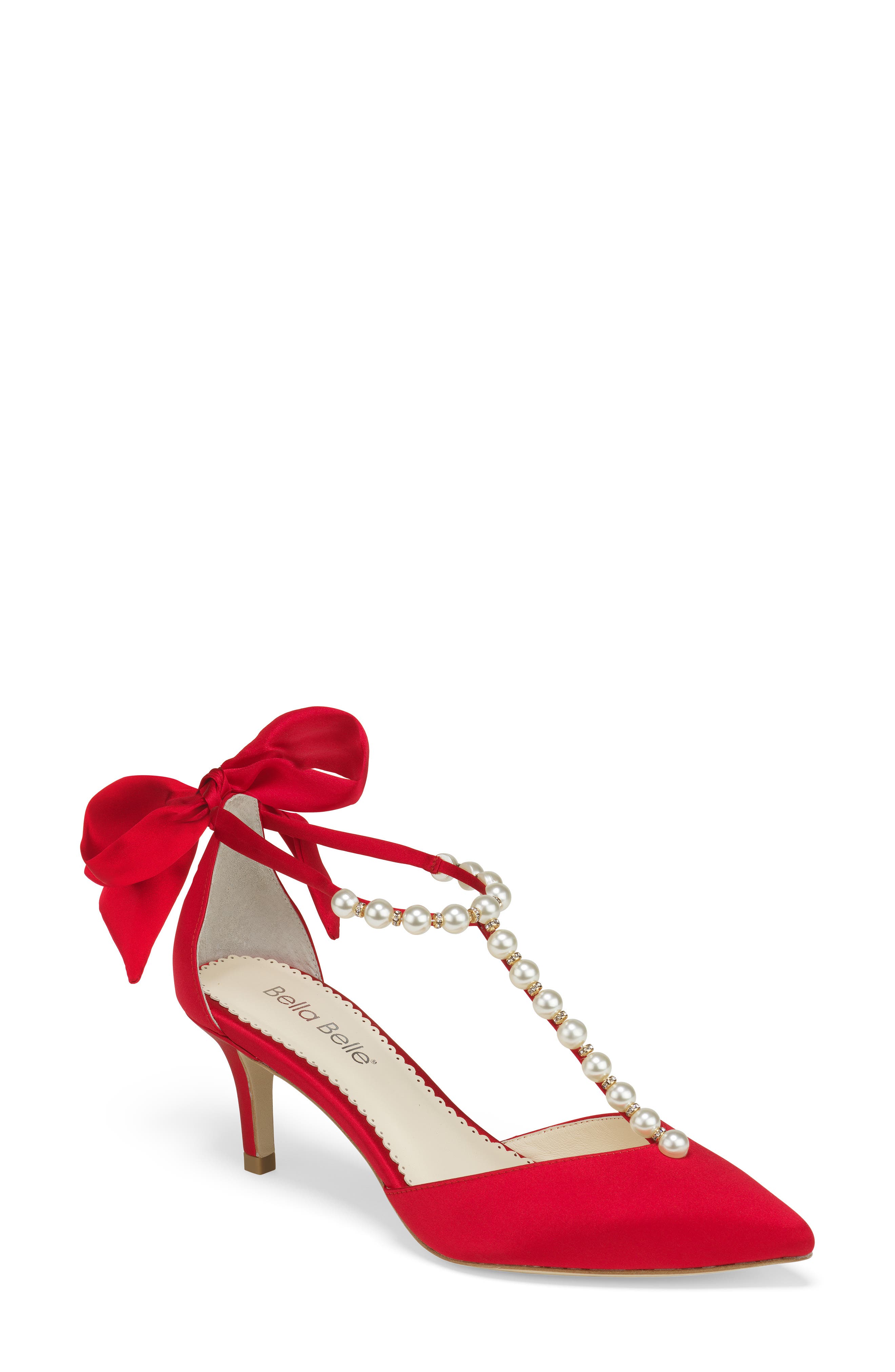 Bella Bella Lisa Embellished T-Strap Pump, Main, color, RED SILK