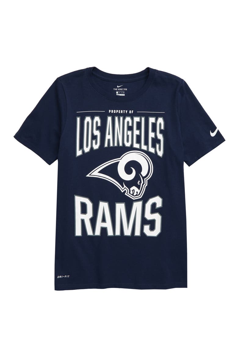 NFL Logo Property of Los Angeles Rams Dri-FIT T-Shirt, Main, color, COLLEGE NAVY