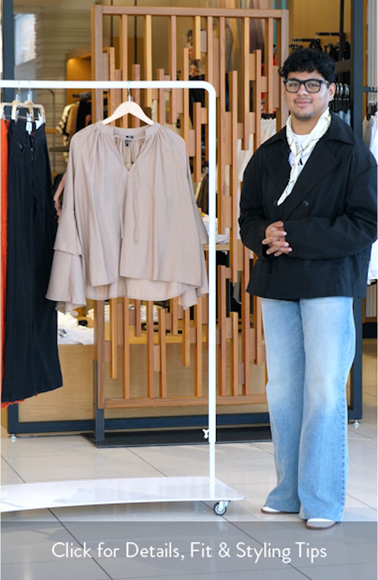 Frill Sleeve Tie Neck Top, sales video thumbnail