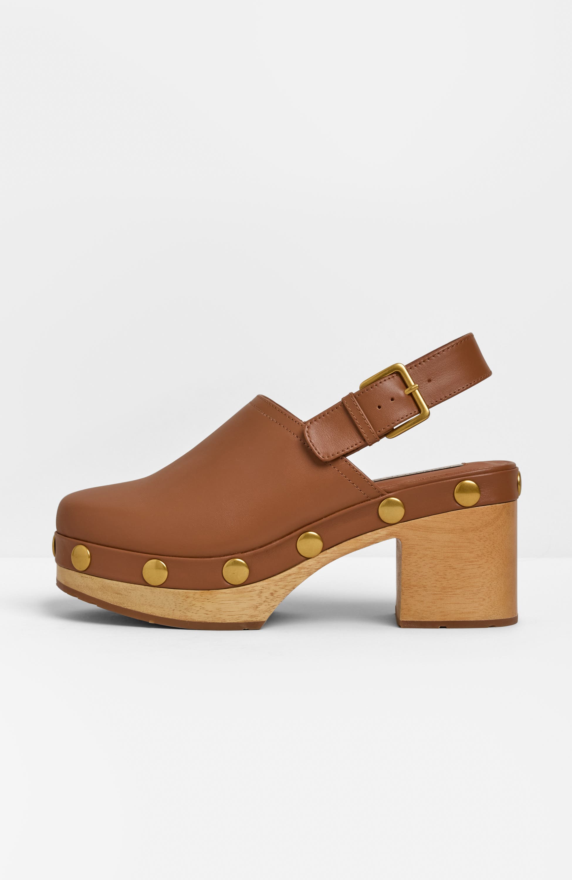Jori Slingback Platform Studded Clog, Alternate, color, Luggage
