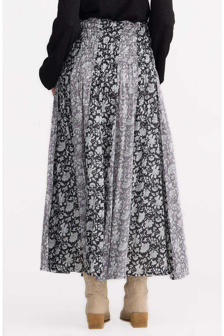 Balmoral Print Maxi Skirt, Alternate, color, BLACK W GREY MOON RIVER