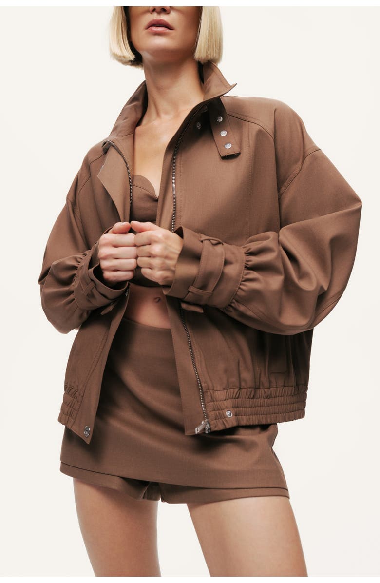 Nocturne High Neck Jacket, Alternate, color, Brown