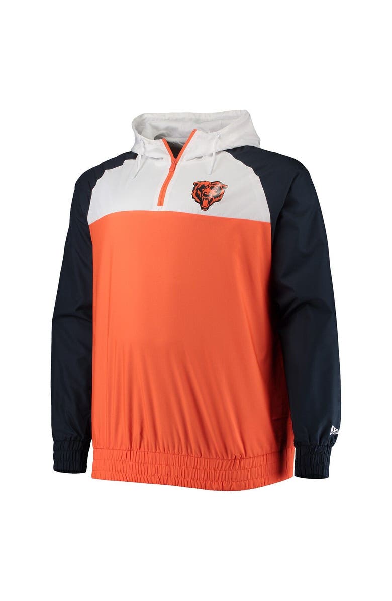 New Era Men's New Era Orange/Navy Chicago Bears Big & Tall League Raglan Quarter-Zip Hoodie, Alternate, color, 