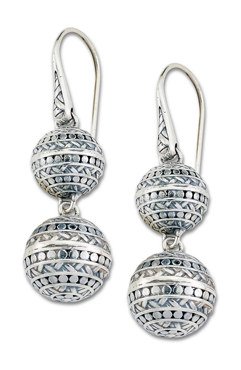 SAMUEL B. Filigree Double Ball Drop Earrings, Main, color, Silver